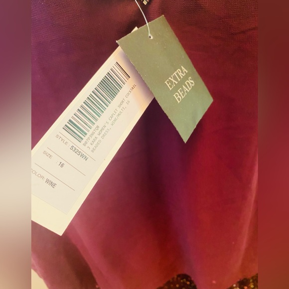 J Kara Dress women burgundy knee sequence NWT size#16 - Picture 9 of 13